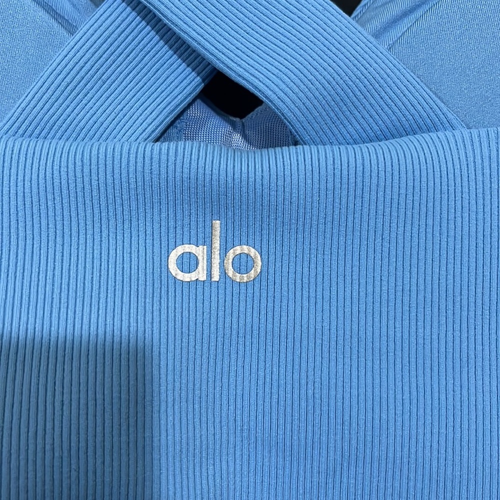 ALO Elevate Rib Tank in Caf Blue Size XS - Picture 7 of 9